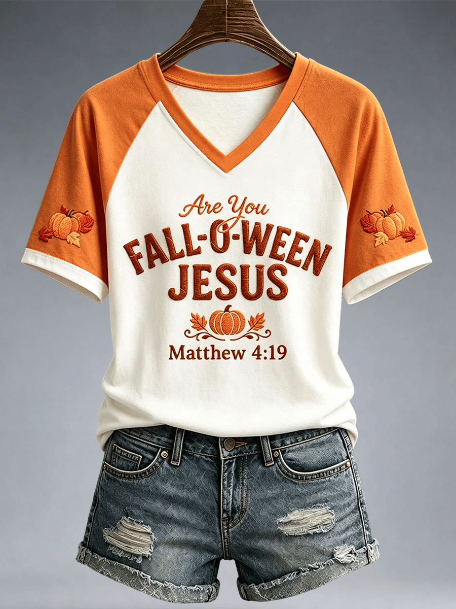 Women's Fall For Jesus He Never Leaves T-Shirt