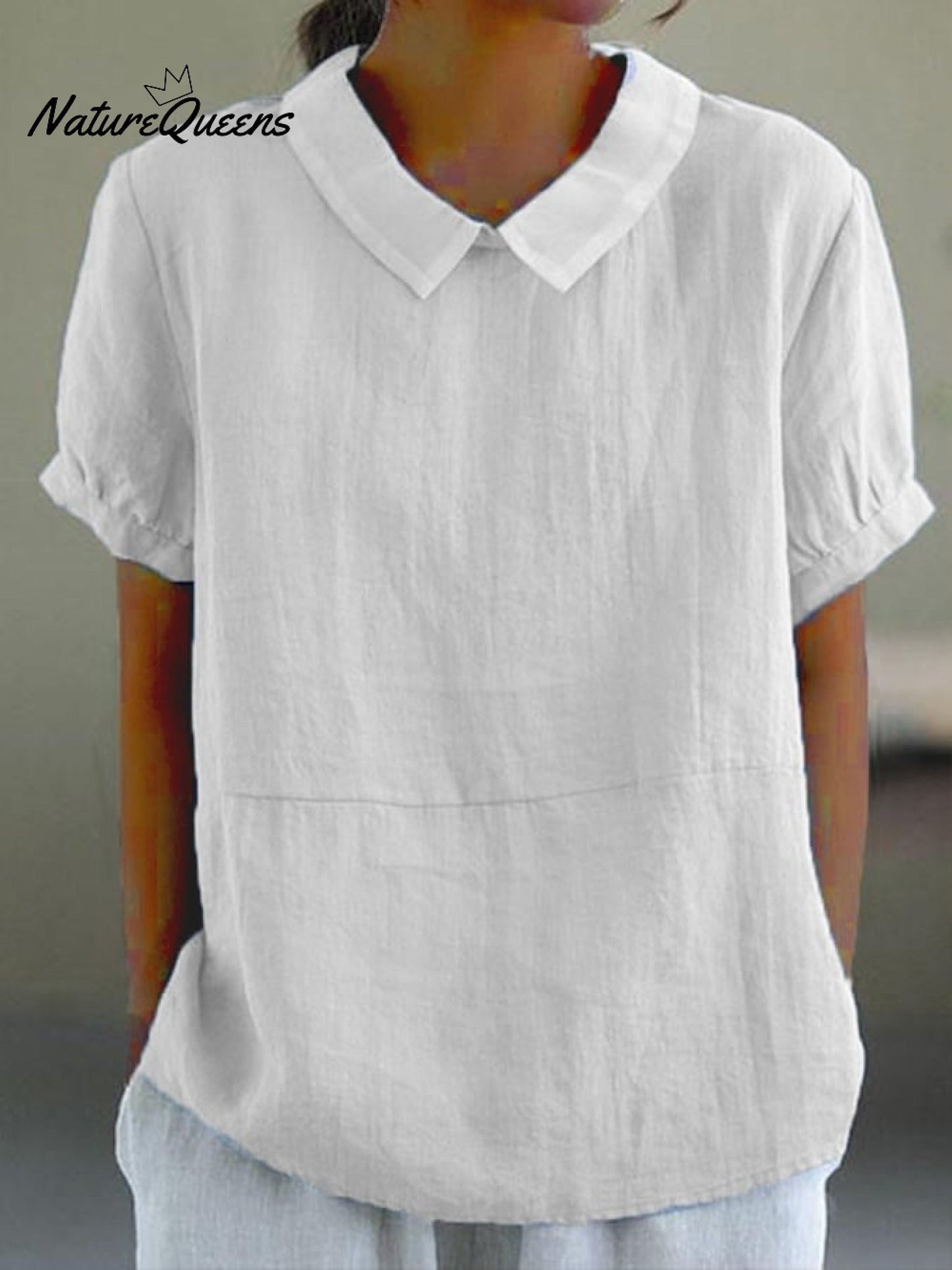 Blue Plain Short Sleeve Round Neck Top