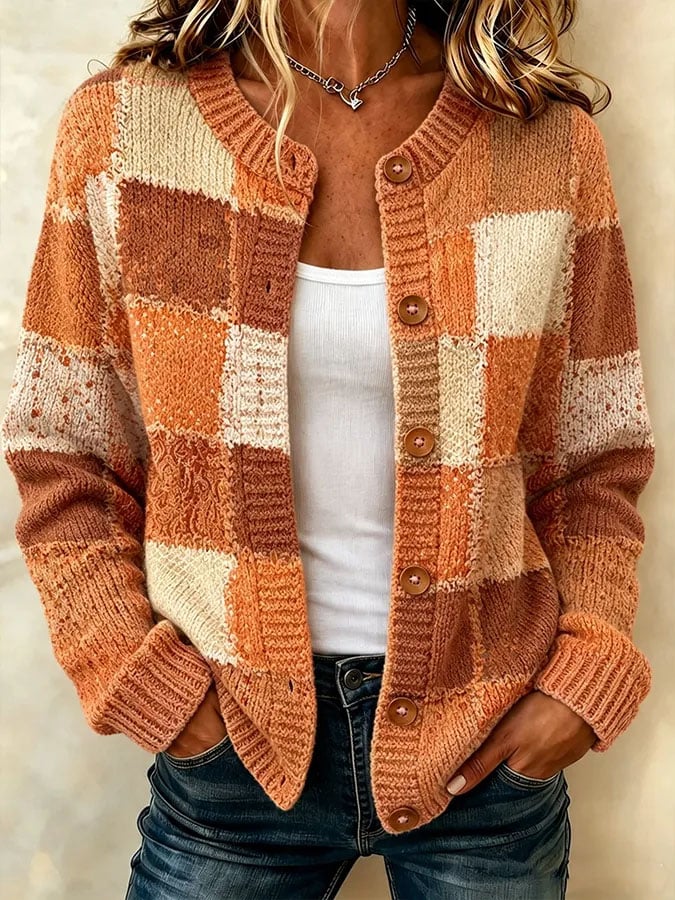 Women's Casual Contrasting Printed Cardigan