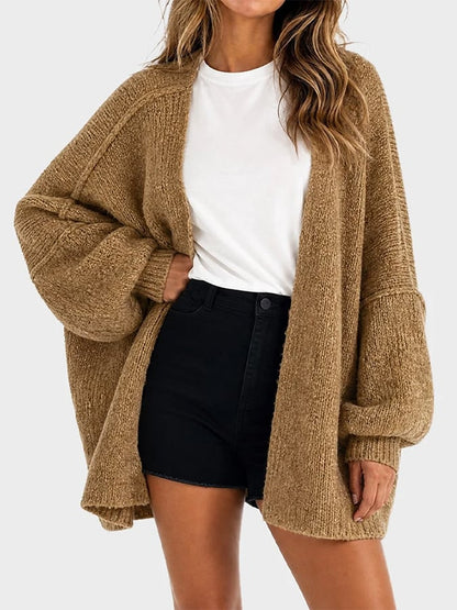 Women's Casual Solid-Color Loose-Fit Knit Cardigan