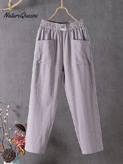 Casual Plain Natural Ankle Pants Straight Pants