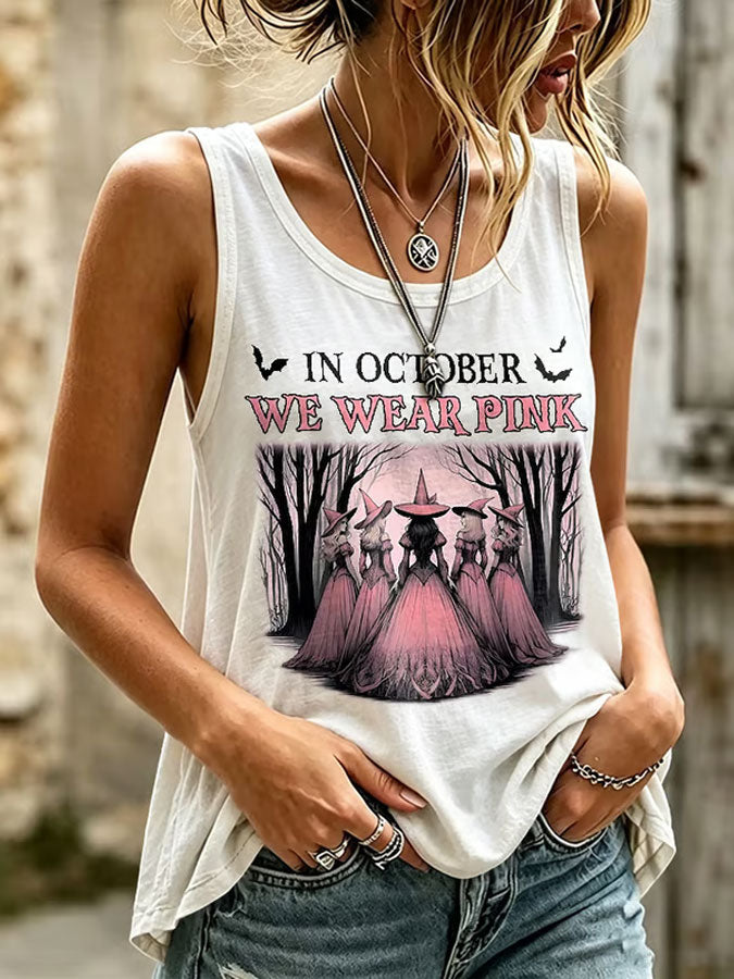 Women'S In October We Wear Pink Printed Tank Top