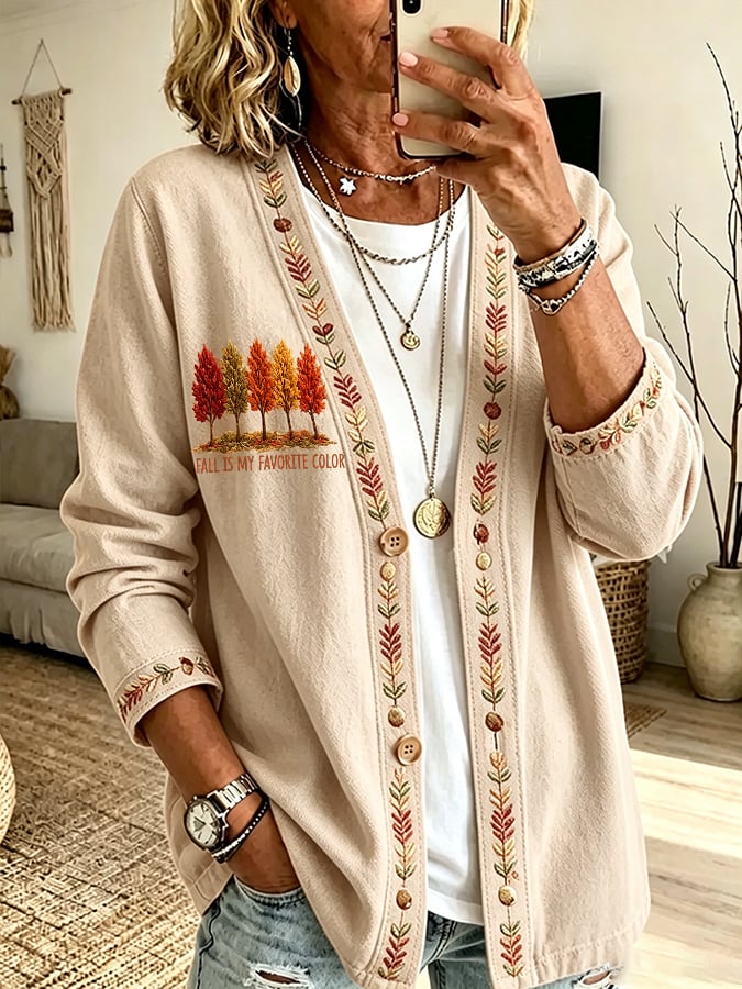 Women's Casual Printed Cardigan