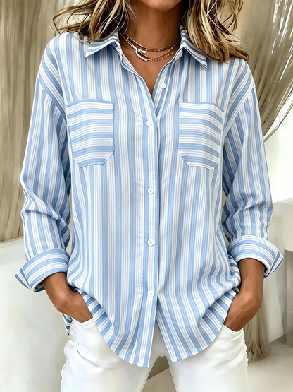 Women's Casual Striped Long Sleeved Shirt