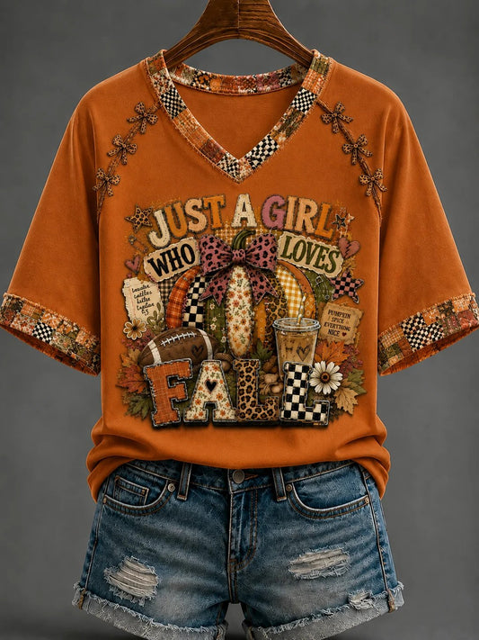 Women's Fall Funny Casual Graphic Print T-Shirt