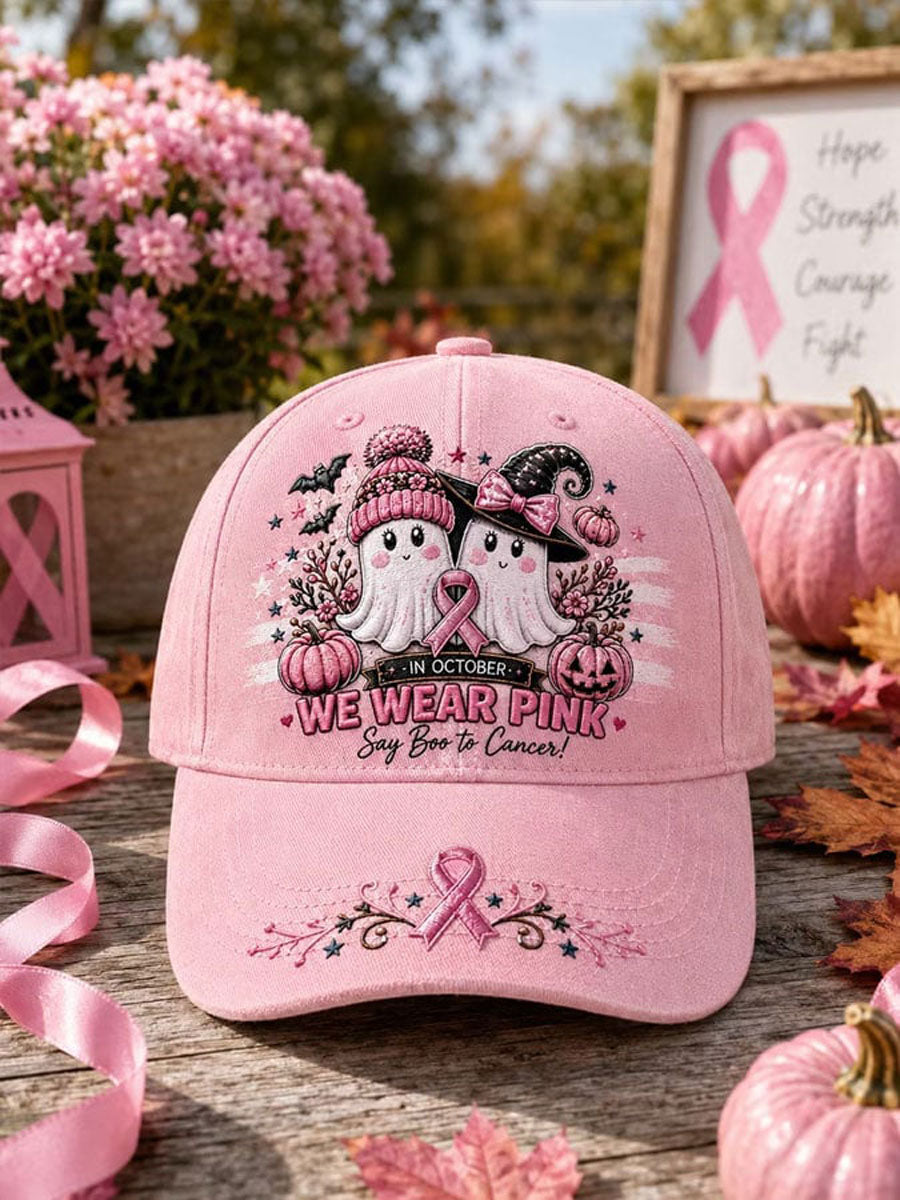 Breast cancer IN OCTOBER WE WEAR PINK print hat