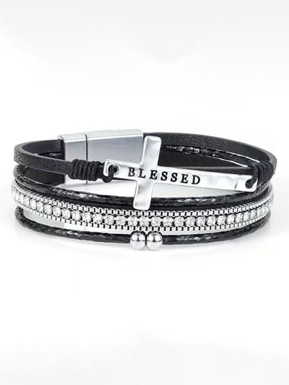 Breast Cancer Prevention And Control Propaganda Belief Cross Multi Layer Bracelet