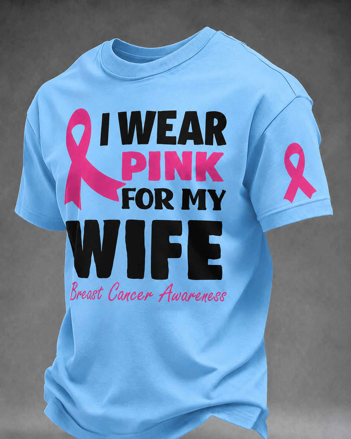 Men's I Wear Pink For My Wife Breast Cancer Awareness Graphic T-Shirt