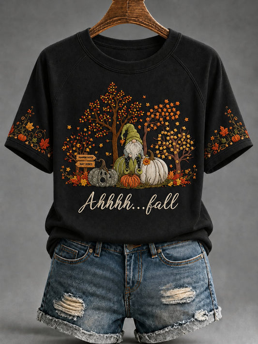 Women'S Casual Autumn Printed Short-Sleeve T-Shirt