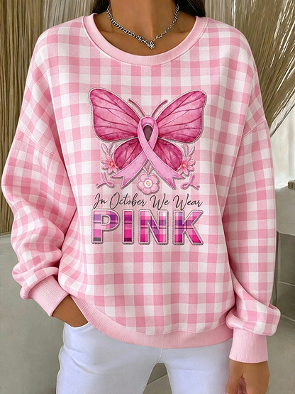 Women's In October We Wear Pink Butterfly Breast Cancer Awareness Hoodie