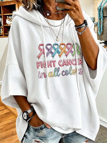 Women's All Cancer Promotion Month Multi Color Print Hoodie