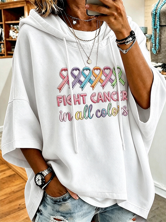 Women's All Cancer Promotion Month Multi Color Print Hoodie