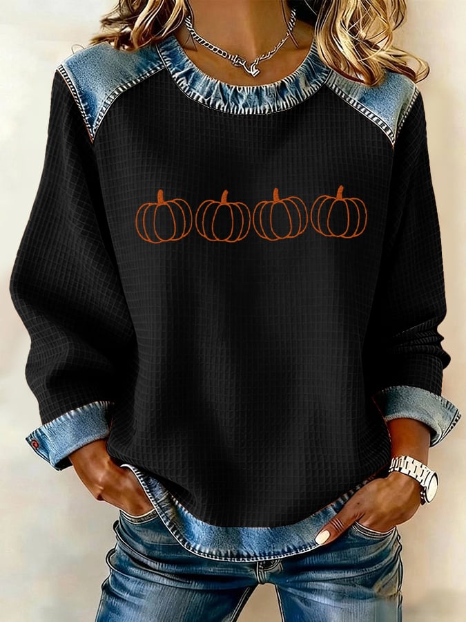 Women's Vintage Pumpkin Print Sweatshirt