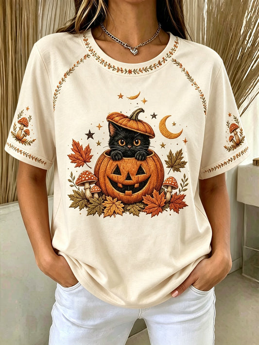 Women's Casual Pumpkin Print Autumn Top