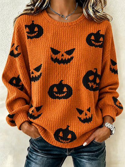 Women's Casual Autumn Printed Pullover Sweatshirt