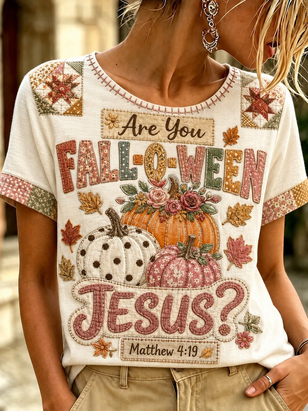 Women Fall Faith Casual Print T-Shirt