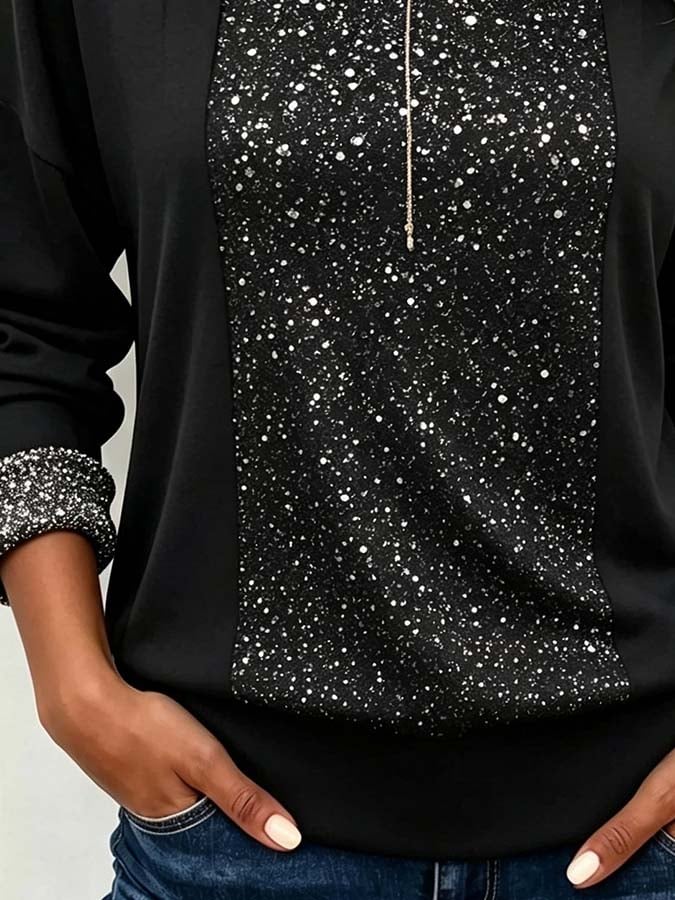 Women'S Shimmer Print Faux-Layered Top
