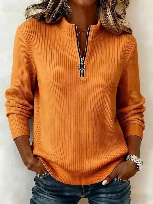 Women'S Casual Ribbed Solid Color Top
