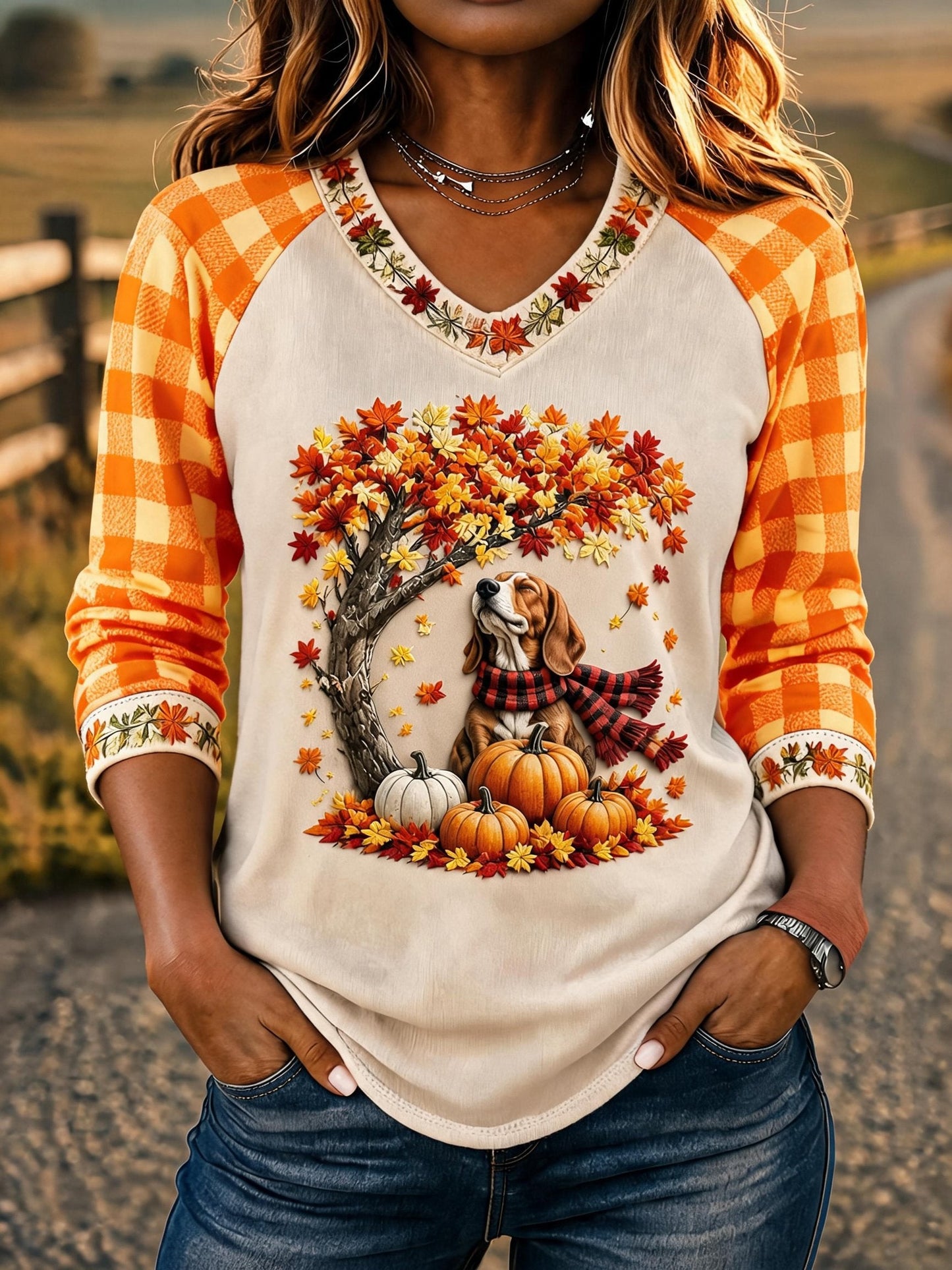 Women's Casual Printed Knit Top