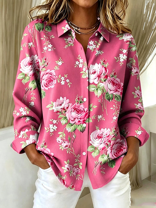 Women'S Casual Floral Art Printed Shirt