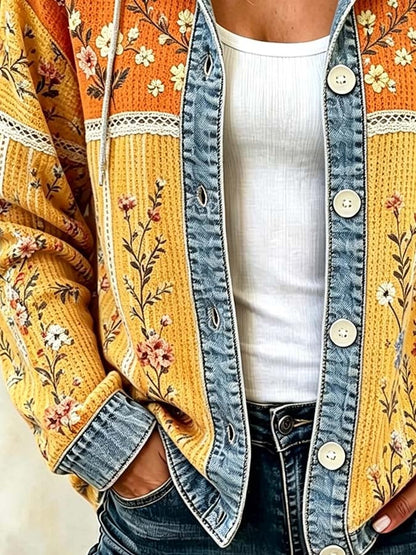 Women'S Casual Printed Hooded Jacket