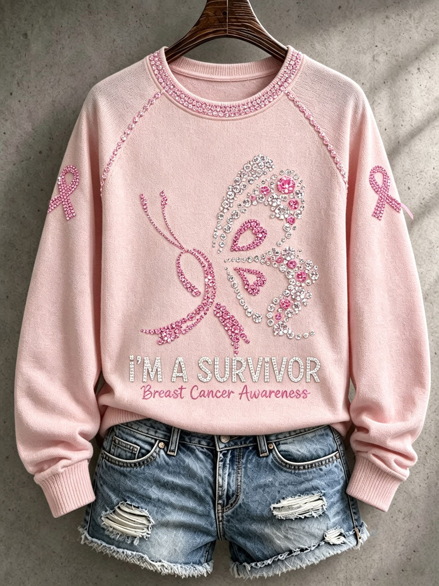 Women'S Breast Cancer V-Neck Off Cushion Hoodie