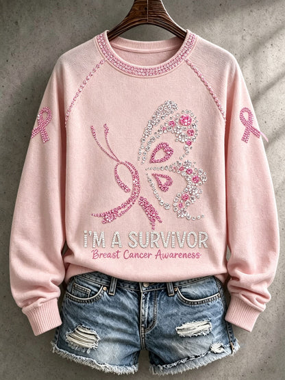 Women'S Breast Cancer V-Neck Off Cushion Hoodie