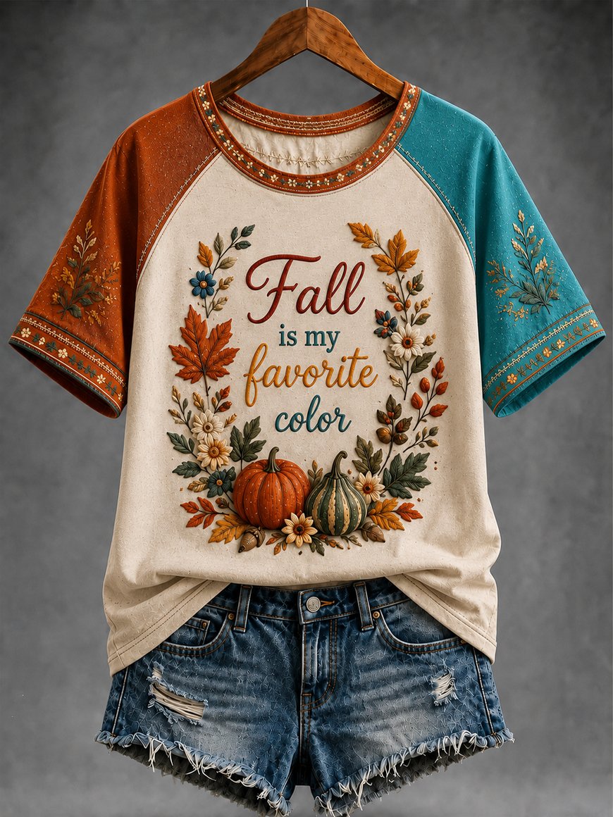 Women's Fall Funny Casual Graphic Print T-Shirt