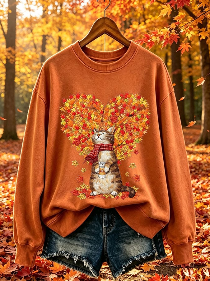 Women's Casual Printed Long-Sleeve Sweatshirt