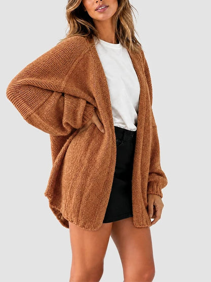 Women's Casual Solid-Color Loose-Fit Knit Cardigan