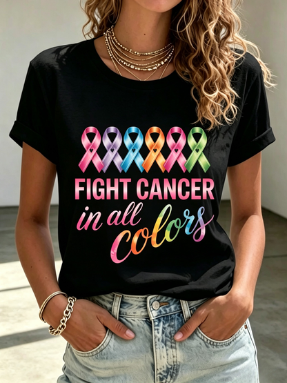 Women's Cancer Awareness Printing Short Sleeved T-Shirt