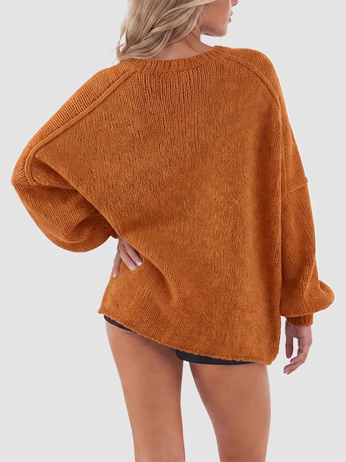 Women's Casual Solid-Color Loose-Fit Knit Cardigan