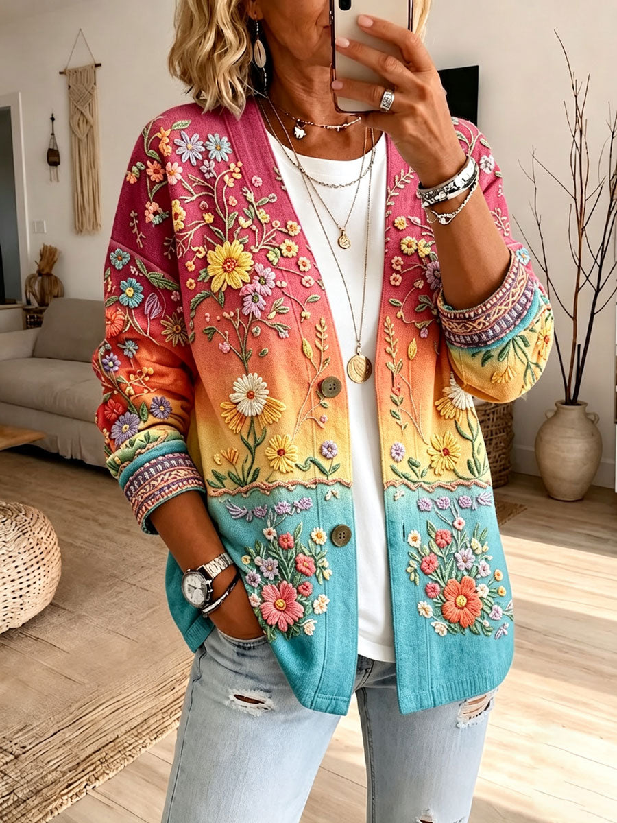 Ladies' hippie floral cardigan