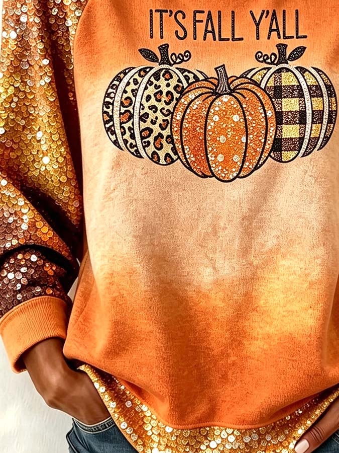 Women'S Casual Pumpkin Print Autumn Top