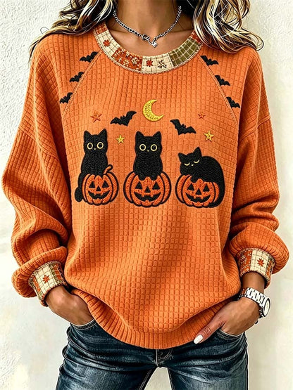 Women'S Casual Pumpkin Print Autumn Top