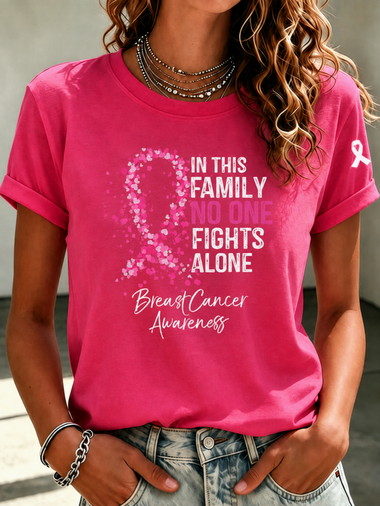 Women'S Pink Art Printed Casual T-Shirt