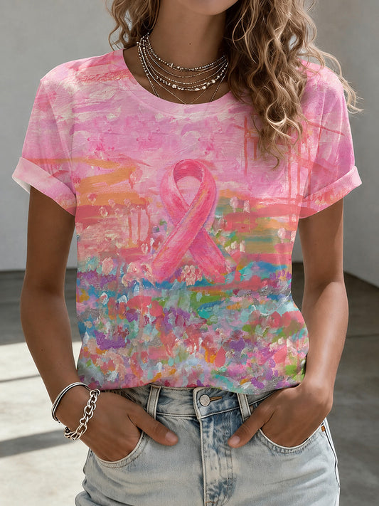 Women'S Oil Painting Flower T-Shirt