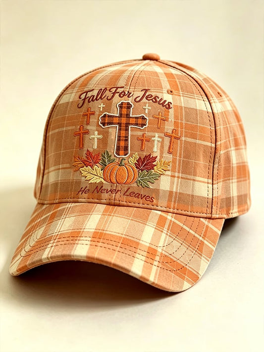 Unisex Fall For Jesus He Never Leaves Art Printed Hat