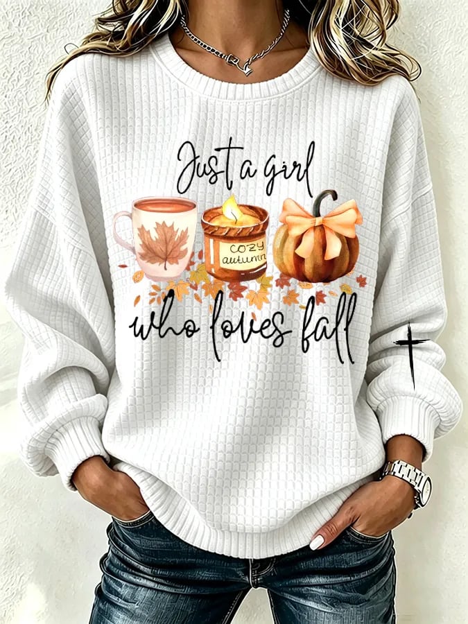 Women's Retro Just A Girl Who Loves Fall  Print Hoodie