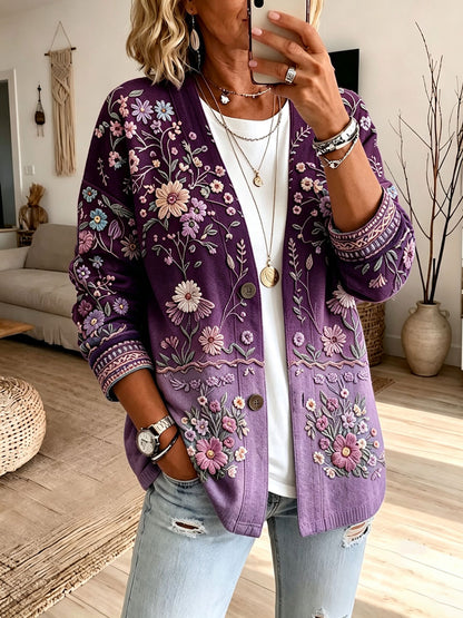 Ladies' hippie floral cardigan