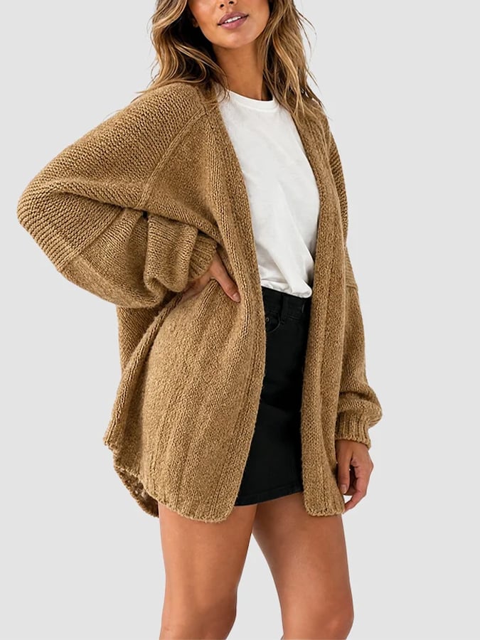 Women's Casual Solid-Color Loose-Fit Knit Cardigan