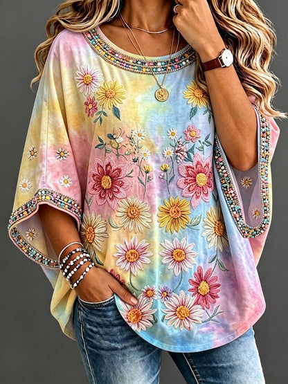 Women'S Retro Floral Casual Top