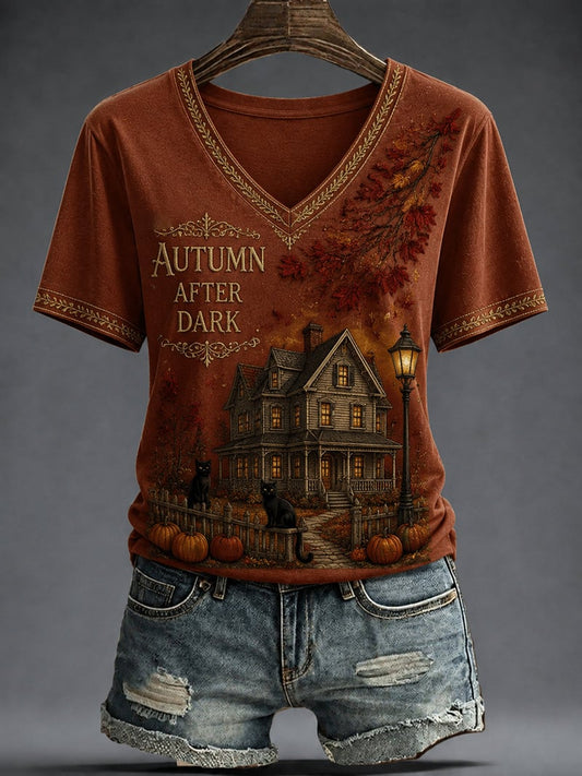 Women's Fall Funny Casual Graphic Print T-Shirt