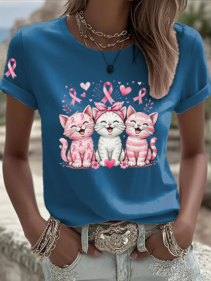 Women'S Breast Cancer Awareness Print Casual T-Shirt