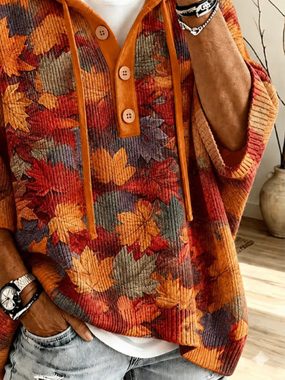 Women's Autumn Plaid Print Ribbed Hoodie