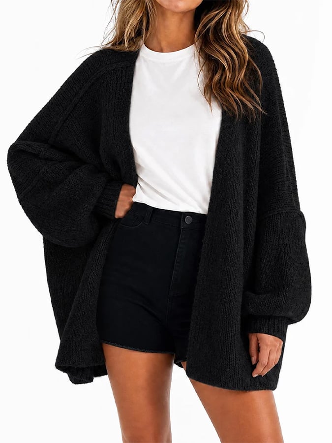 Women's Casual Solid-Color Loose-Fit Knit Cardigan