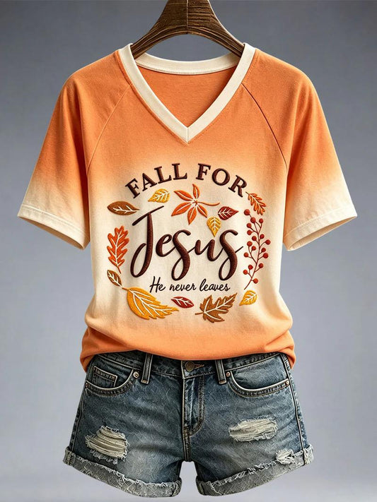 Women's Fall Casual Faith Graphic Print T-Shirt