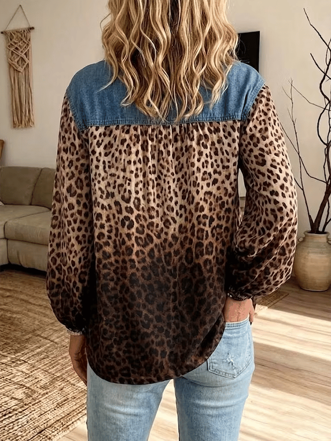 Women's Casual Color-Block Printed Top