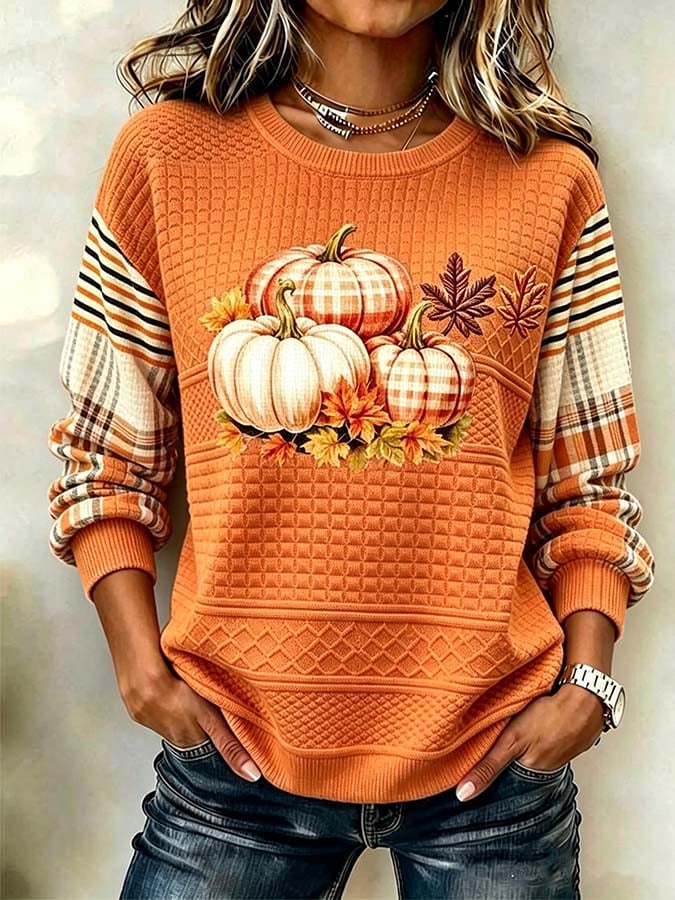 Women'S Casual Pumpkin Print Autumn Top
