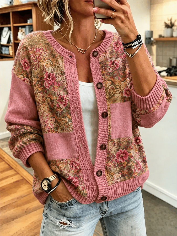 Women'S Casual Maple Leaf Knit Cardigan